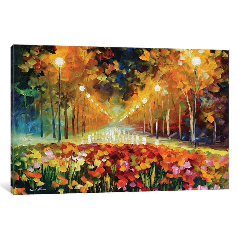 Alley of Roses par Leonid Afremov - Estampe numérique sur toile tendue avec châssis, H 18 po x l 26 po x P 1,5 po