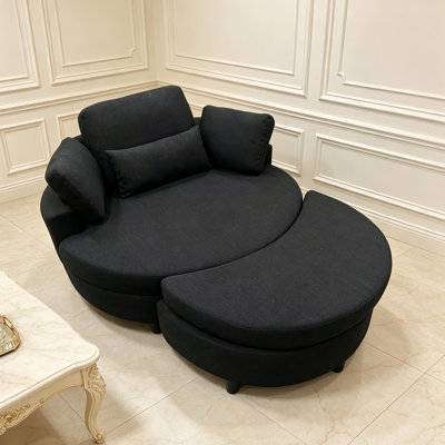 Danieal 51.2'' Wide Barrel Chair and Ottoman