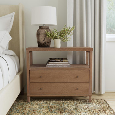 2-Drawer Wood Nightstand, Brown