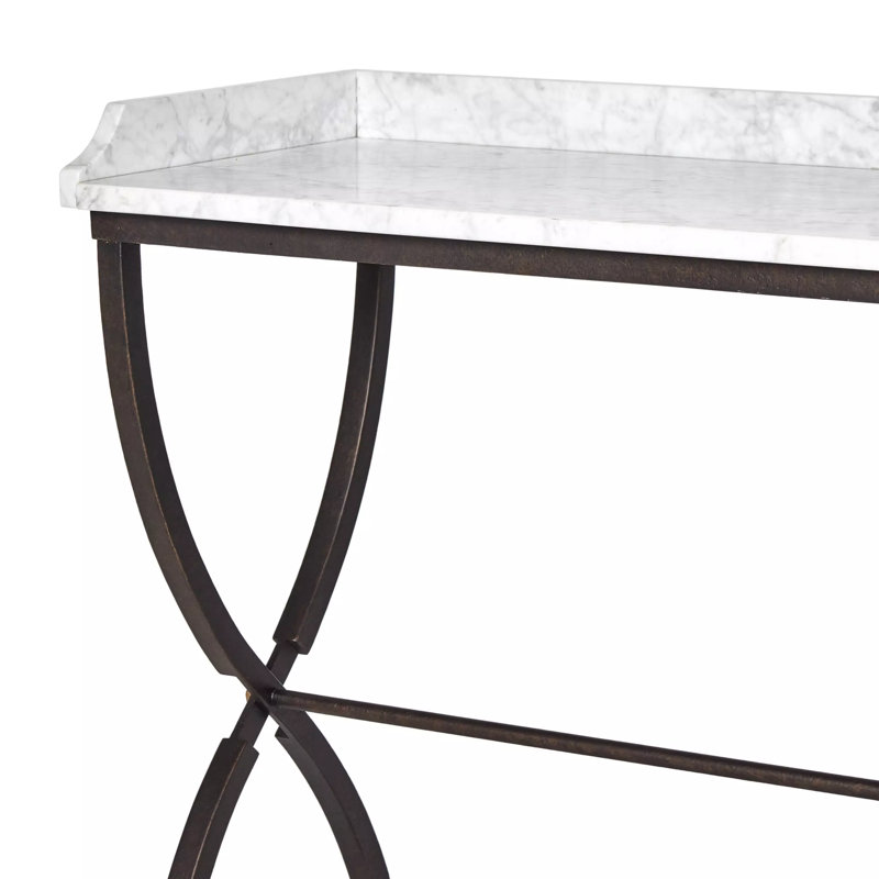 Six Beers 43'' W Console Table, White, Brown
