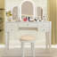 Meuble-lavabo blanc avec éclairage à DEL neutre et maquillage cannelé à 3 tiroirs