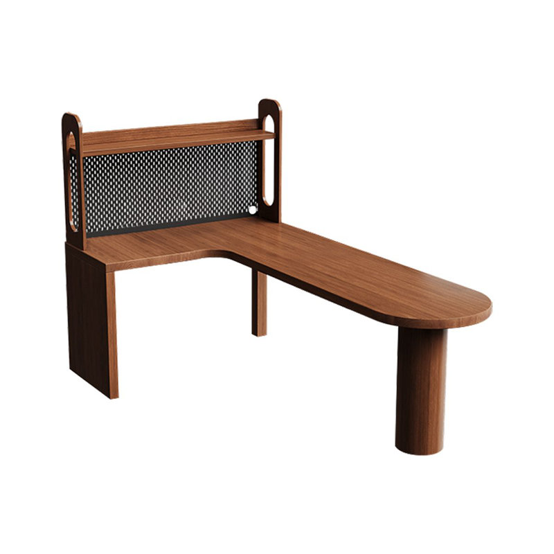Bureau d'écriture en L en bois massif brun noisette, H 61,02 po x l 62,99 po x P 47,24 po