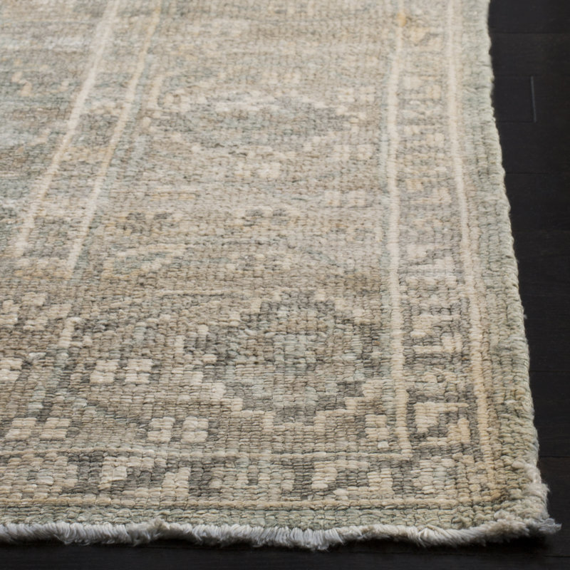 Oushak Hand Knotted Viscose Rug, Rectangle 6' x 9'