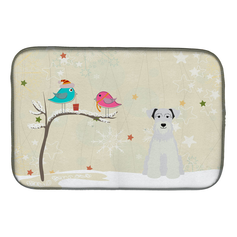 Tapis de séchage schnauzer-cadeaux de noël entre amis, Gris / Blanc