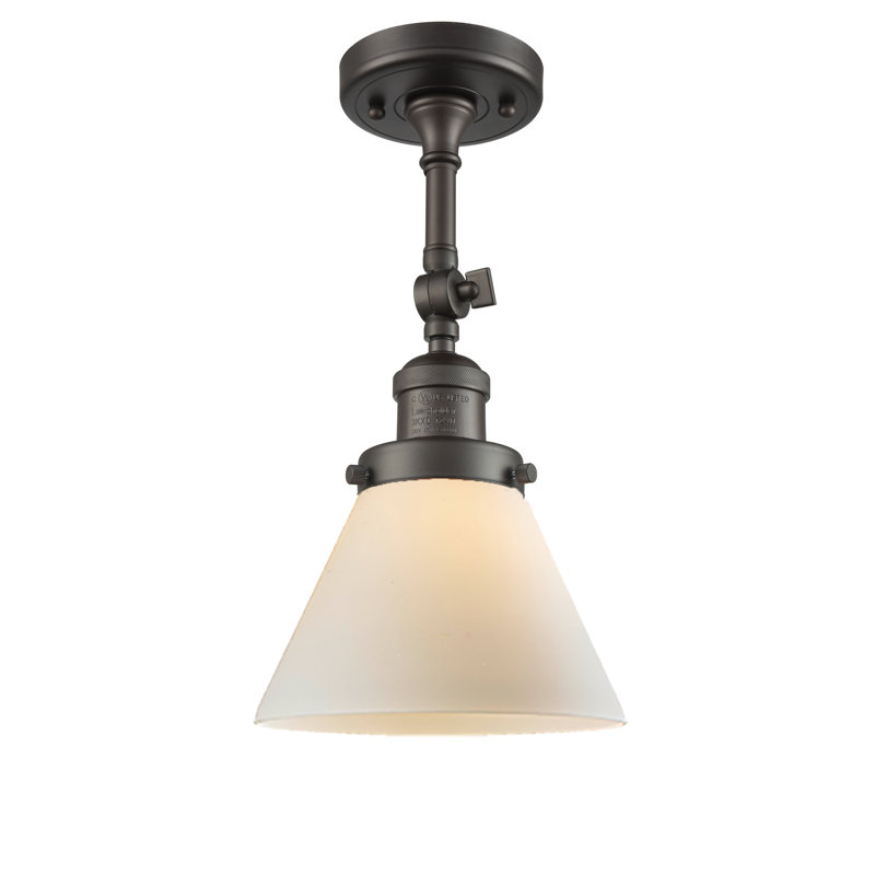 Milazzo Glass Semi Flush Mount, Matte White Cased, 13.5" H x 7.75" W x 7.75" D, Oil Rubbed Bronze