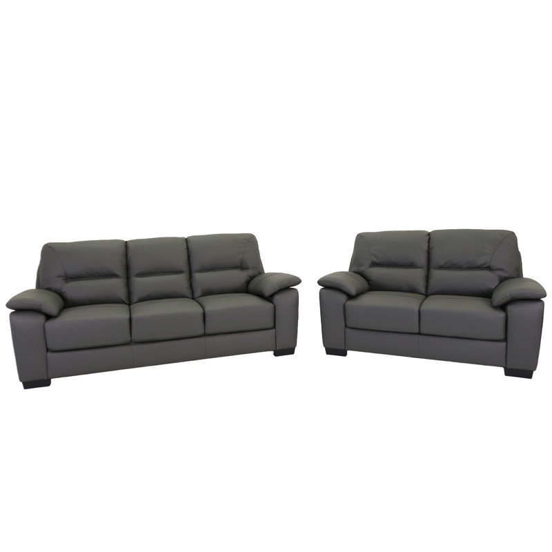 Nafissa 3+2 Sofa Set Genuine Leather, Grey