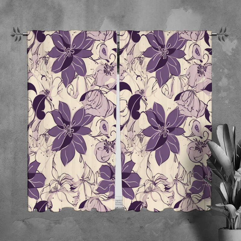 Rideaux à motif floral - 6073, L 20 po x L 61 po
