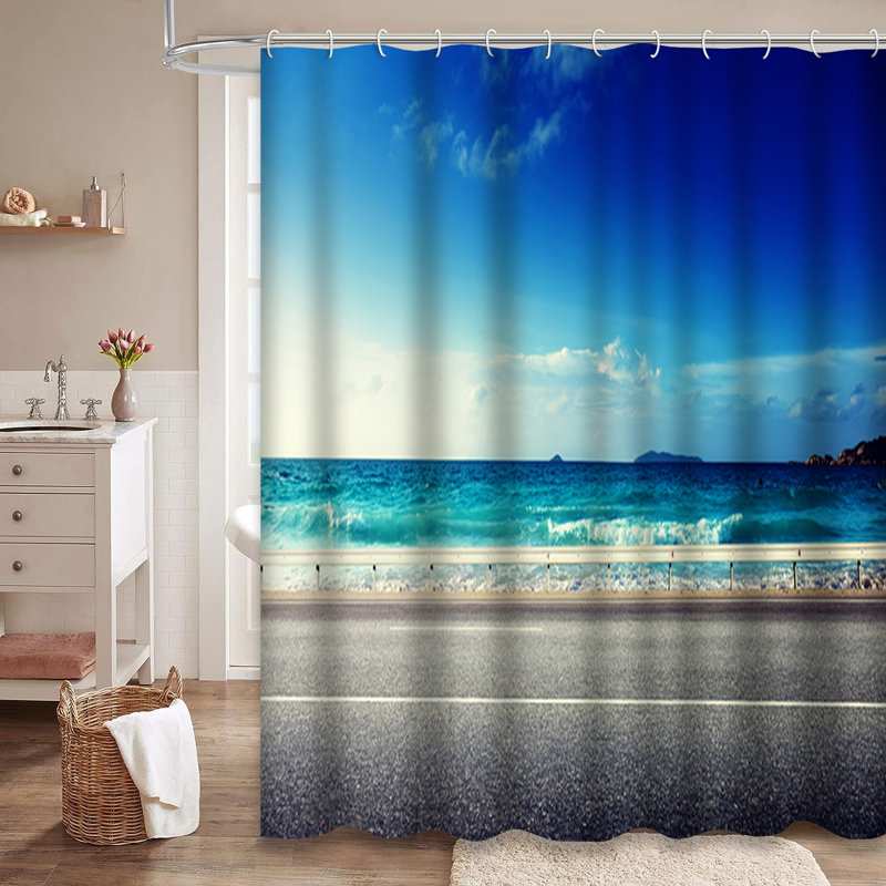 Rideau de douche Road Seaside Beach Summer, L 72 po x l 72 po