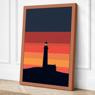 Lighthouse at Dusk Minimalist - Wrapped Canvas