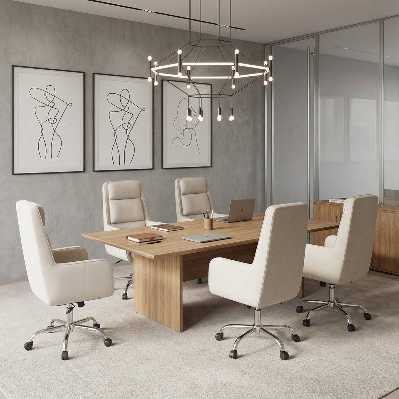 Fauteuil de direction pivotant avec appui-tête Modern, Beige