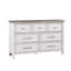 Commode Amby, 62 pouces, 7 tiroirs, bois d'acacia blanc campagne gris