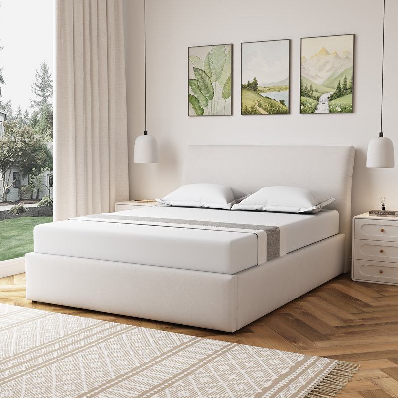Upholstered Ottoman Storage Bed, King (5'), Beige