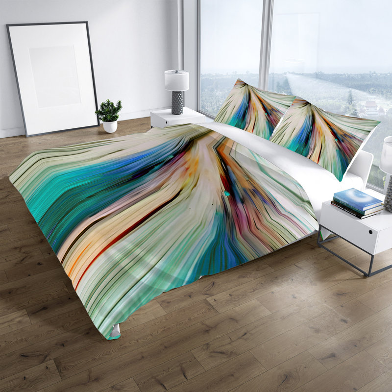 Polyester Abstract Duvet Cover, Queen Duvet Cover + 2 Queen Shams