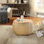 Repose-pieds de rangement rond de 25,5 po avec couvercle amovible, repose-pieds rembourré d'aspect lin et table basse
