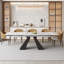 Ensemble de table de salle à manger extensible 94,5 po avec plateau en pierre frittée rectangulaire et 8 chaises en similicuir-839322233