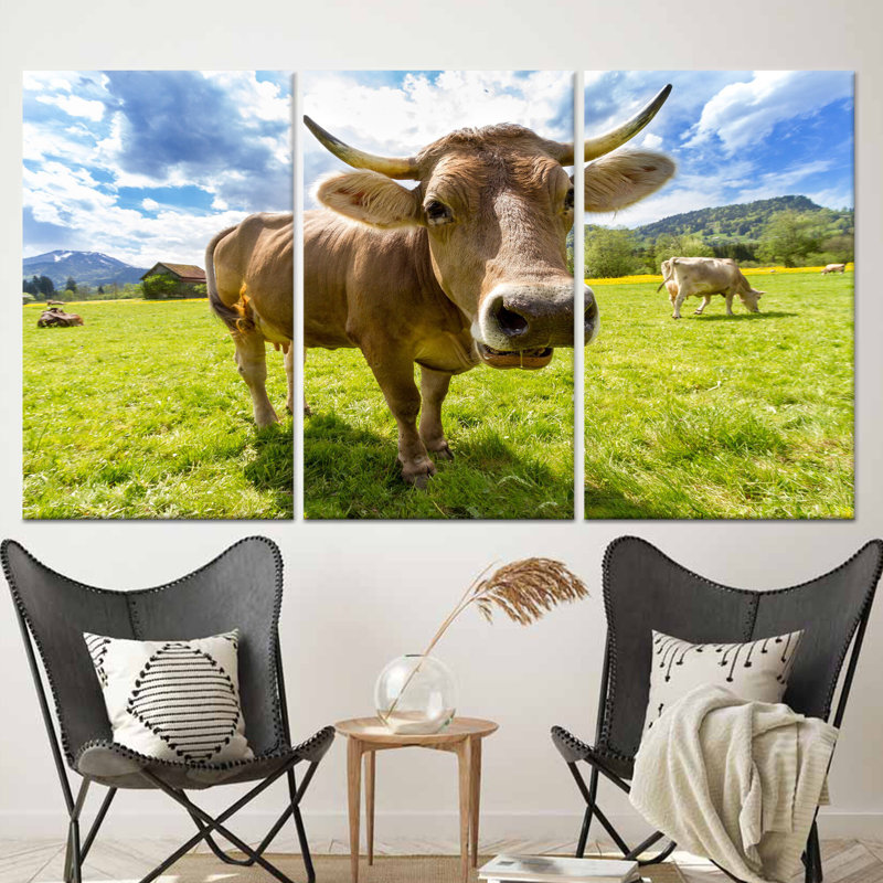Reproduction d'art sur toile imprimée: animal de ferme rustique, toile tendue 3P, H: 47,2 po x l: 59,1 po