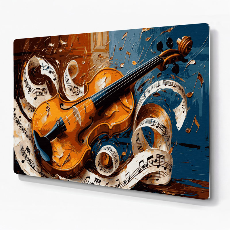 «Music Violin», art mural en métal noir, H 12 po x l 18 po