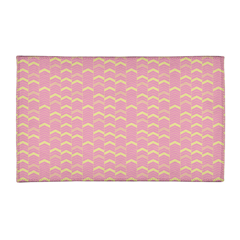 Tapis rose/jaune à chevrons lineed, Rectangle 2 pi x 3 pi