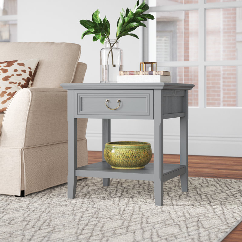 Akims End Table with Storage, Gray