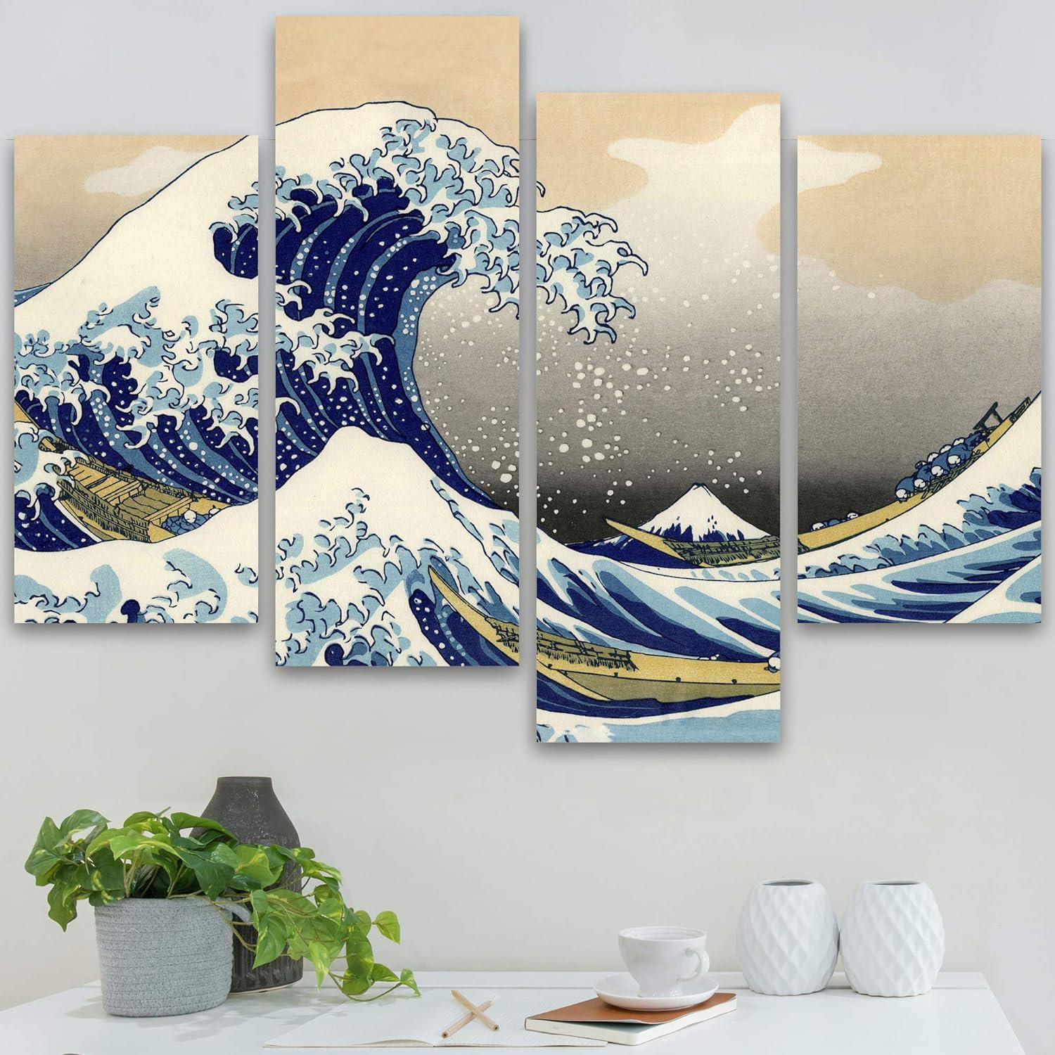 IDEA4WALL Japanese The Great Wave Landscape For Living Room Bedroom