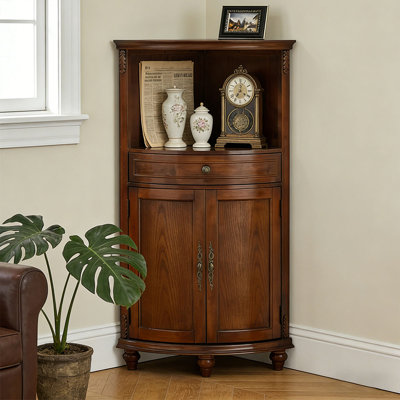 Retro Brown Solid Wood Corner cabinet