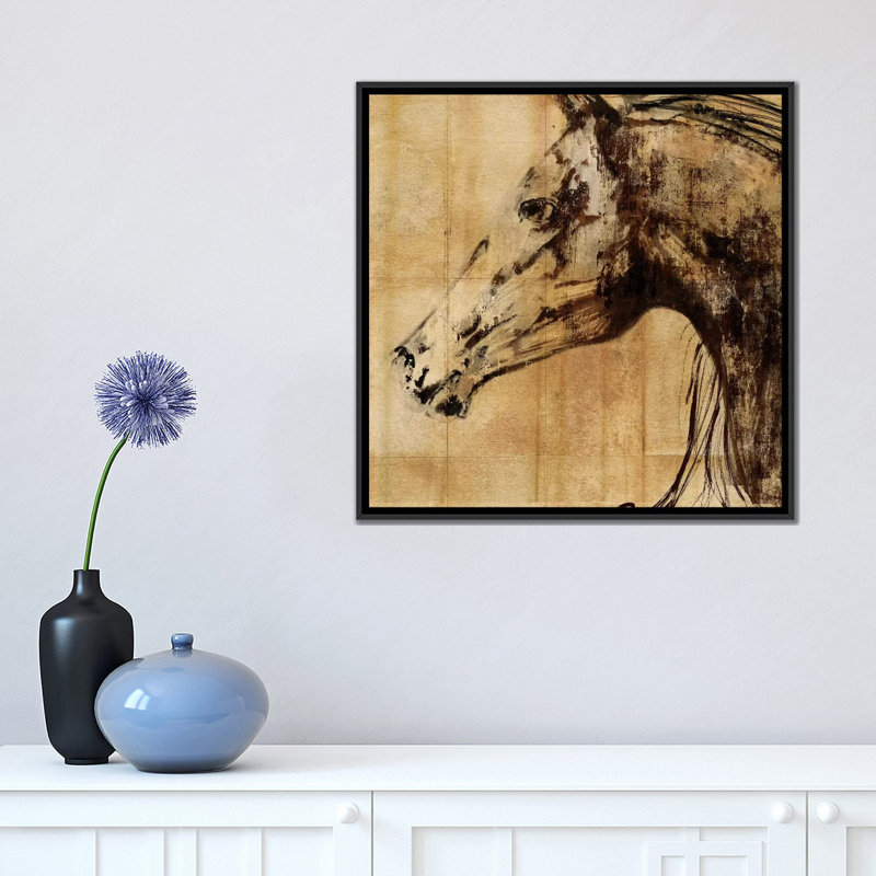 « stallion i », impression sur toile, H 26 po x l 26 po x P 1,5 po, Pas de tapis, Papier d'art encadré noir
