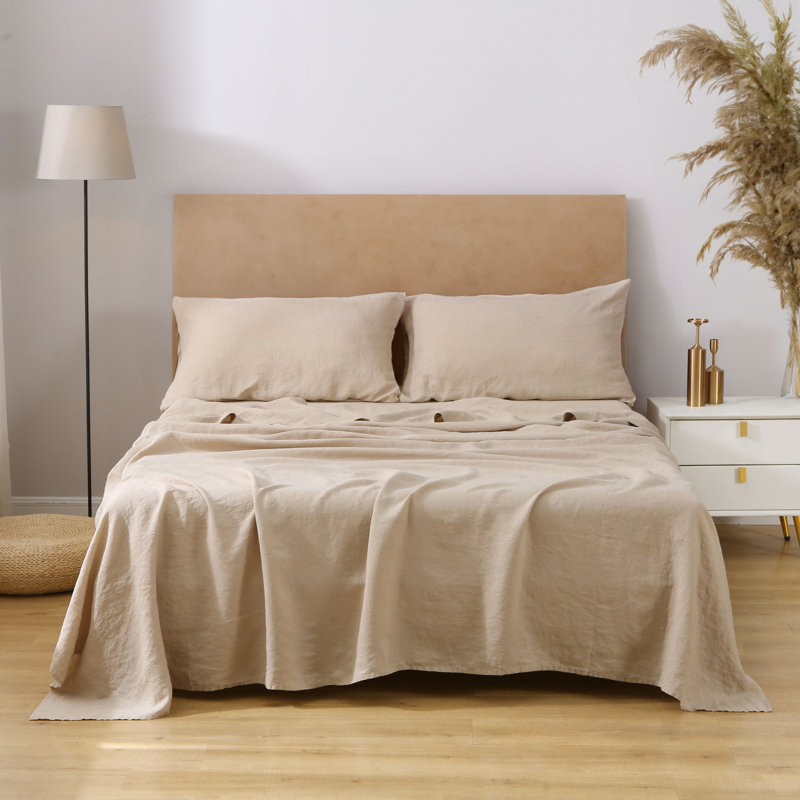 Ensemble de draps en lin kaki, Double
