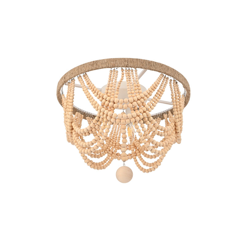 Hudson 16 inch Beaded Flush mount , Beige