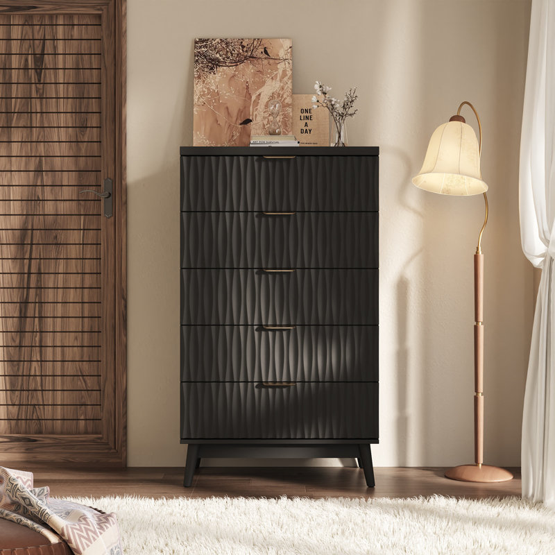 Commode 5 tiroirs Adkins, Noir