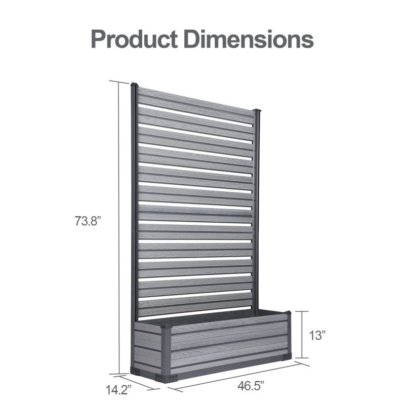 Patio Privacy Screen with Planter Box, 73.8" H x 46.5" W x 14.2" D