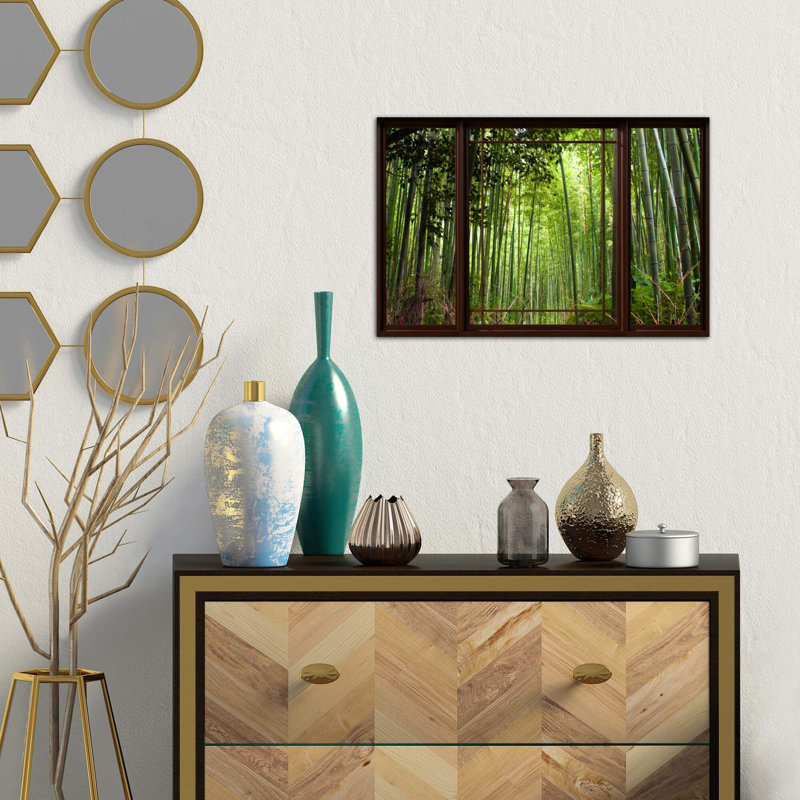 Bamboo Forest Window View by Bamboo Forest Window View - Print on Canvas, No Frame, 66.04 cm H x 45.72 cm W x 1.91 cm D