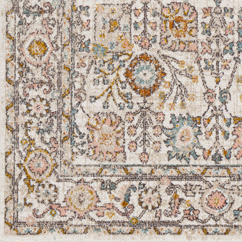 Tapis bleu sarcelle / brun Evgenia, Rectangle 5 pi 2 po x 7 pi