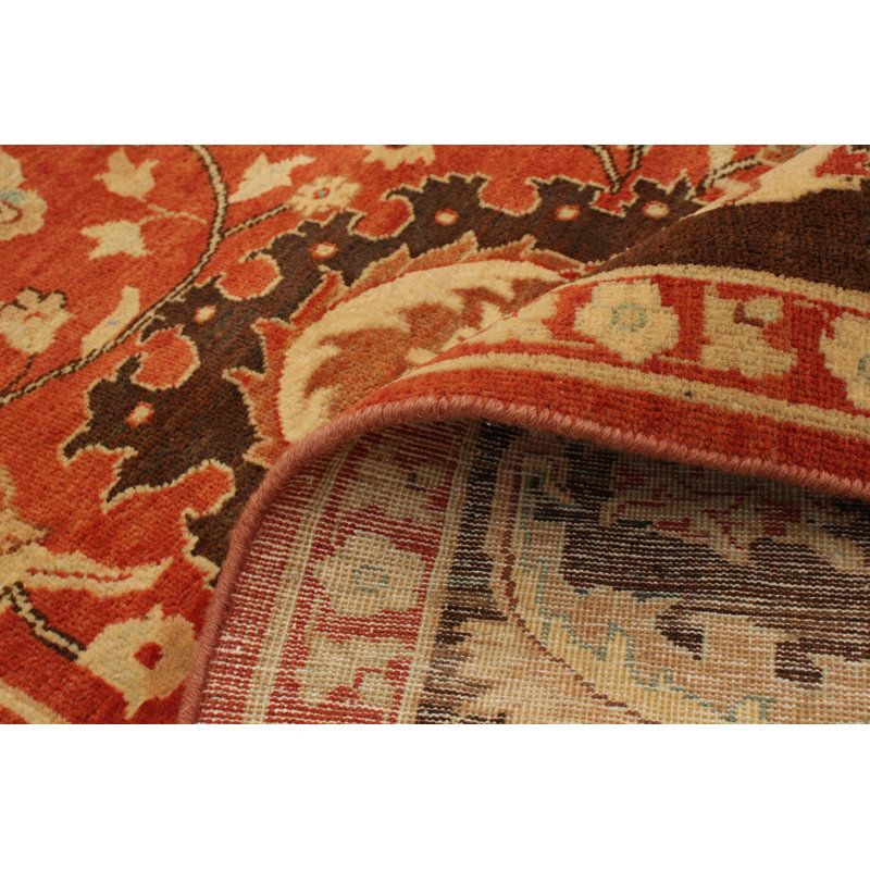 Tapis décoratif en laine noué à la main de conception unique 10 pi x 14 pi 5 po Deolinda New Age Ivoire