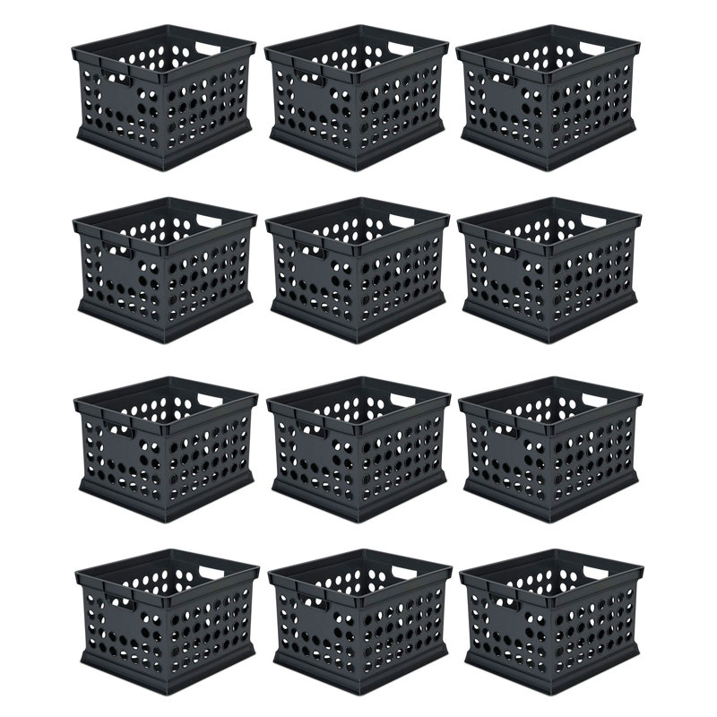 Boîte de rangement pour bac de rangement en plastique empilable Sterilite, blanc, paquet de 12, Noir
