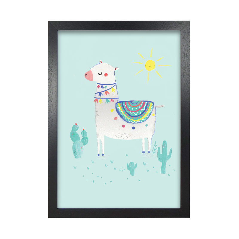 Sunshime Llama by Laura Irwin - Print, Black Framed, 84cm H x 59.4cm W x 3cm D