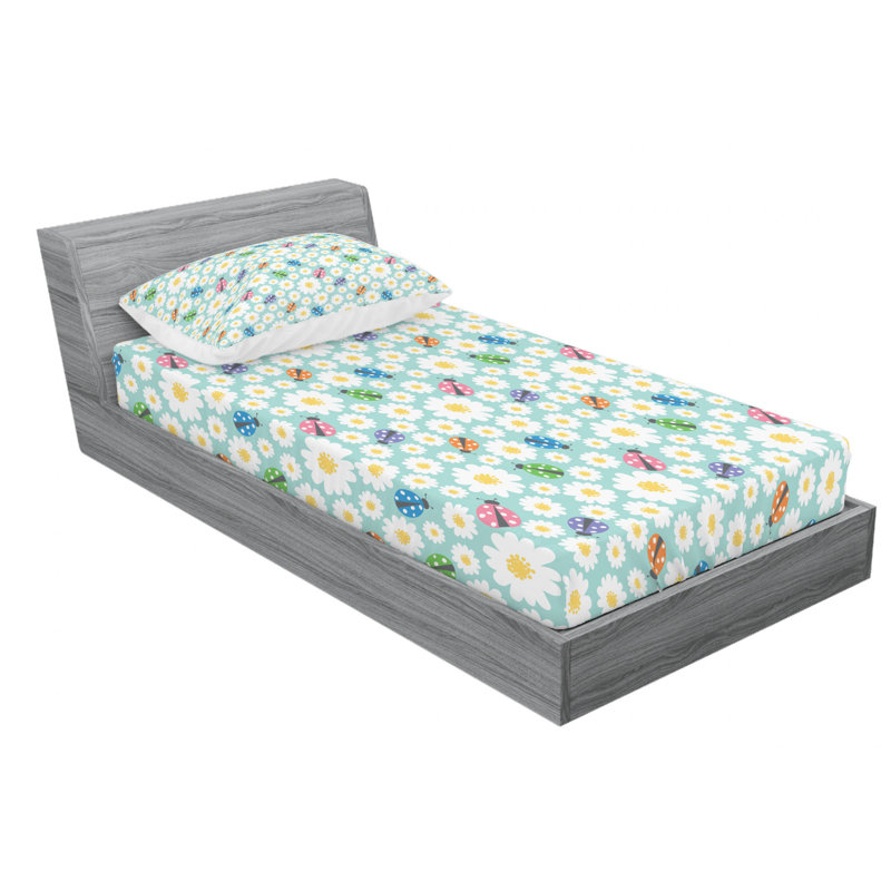 Microfiber Floral Sheet Set, Twin Sheet Set with Fitted Sheet