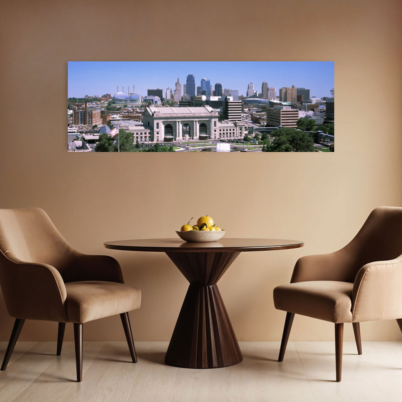 Union Station with city skyline in background Kansas City Missouri USA 1 Piece Wrapped Canvas Panoramic Wall Art