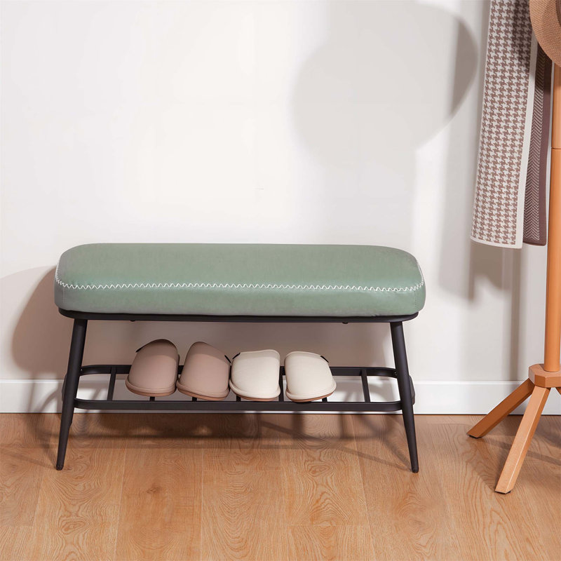 4 Pair Shoe Storage Bench, Green