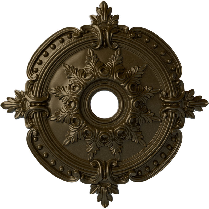 Endurathane Benson Classic Ceiling Medallion, 28 3/8"OD x 3 3/4"ID x 1 5/8"P (Fits Canopies up to 6 1/2"), Hand-Painted Brass Finish