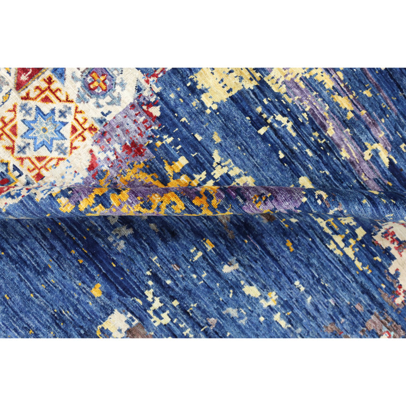High-Quality Hand-Knotted Navy And Red Area Rug