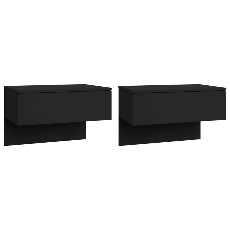 Jaianna Wall-mounted Bedside Cabinet, Black