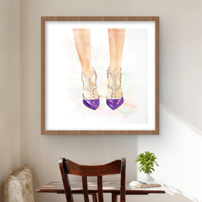 Purple Studded High Heels - Bedroom Fashion Framed Print