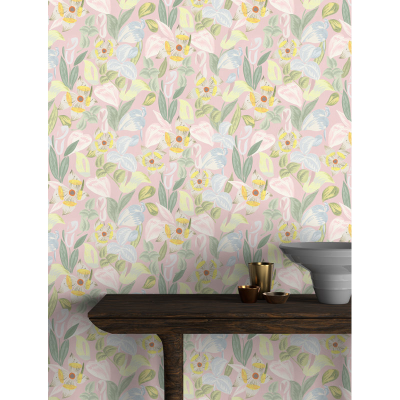 Yuki Osada Floral Wallpaper Double Roll, Pastels/Pink