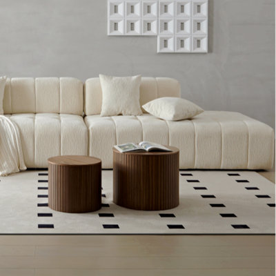 Ensemble de tables gigognes en panneau de fibres à densité moyenne, ensemble de 2 pièces