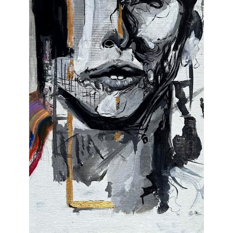 Art abstrait d'un homme de fer | Mélange de clous en acrylique | Par Sambedna