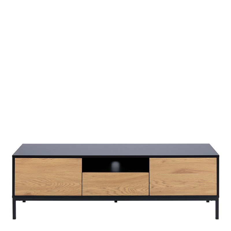 Joliet Unfinished TV Stand for TVs up to 60", Black & Oak