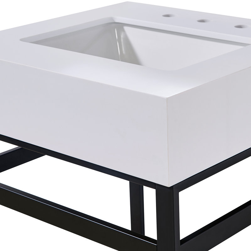 24" Snow White Ceramic Bathroom Vanity Top with Sink
