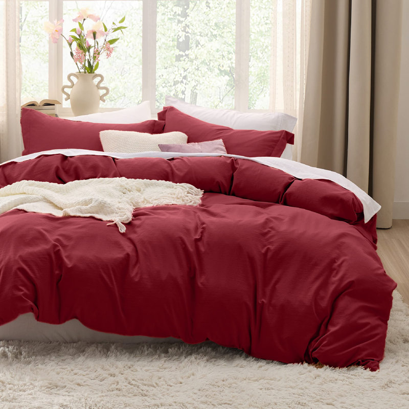 Housse de couette en microfibre de format grand format - ensemble de literie très doux en coton prélavé (ensemble de 3)