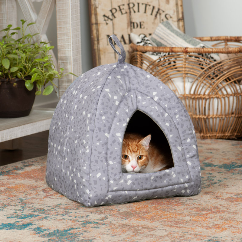 FurHaven Decorator Tent Pet Bed, Gray Terrazzo