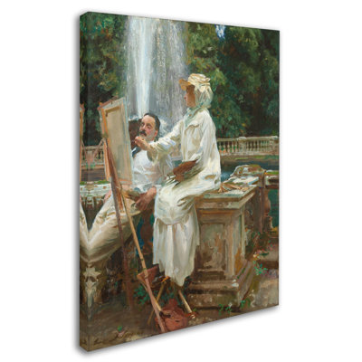 «The Fountain In Villa Torlonia Italy» par John Singer Sargent, reproduction sur toile tendue
